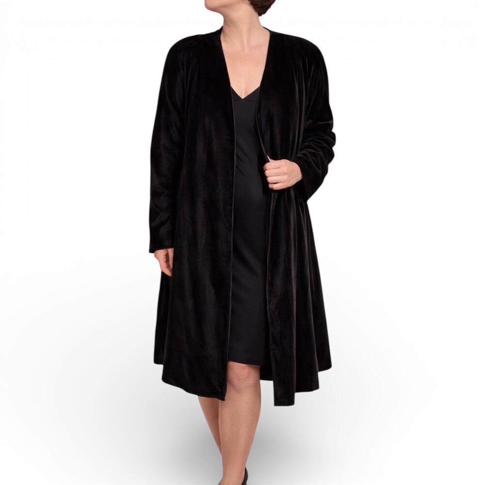 Vintage Black Velvet Open Front Jacket CDC Evening Made In USA Size 6 Elegant